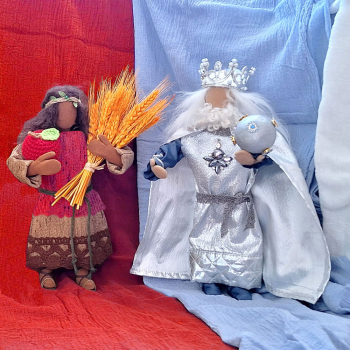 Preview: Jahreszeitenfiguren mit Zubehör - Frühling, Sommer, Herbst und König Winter